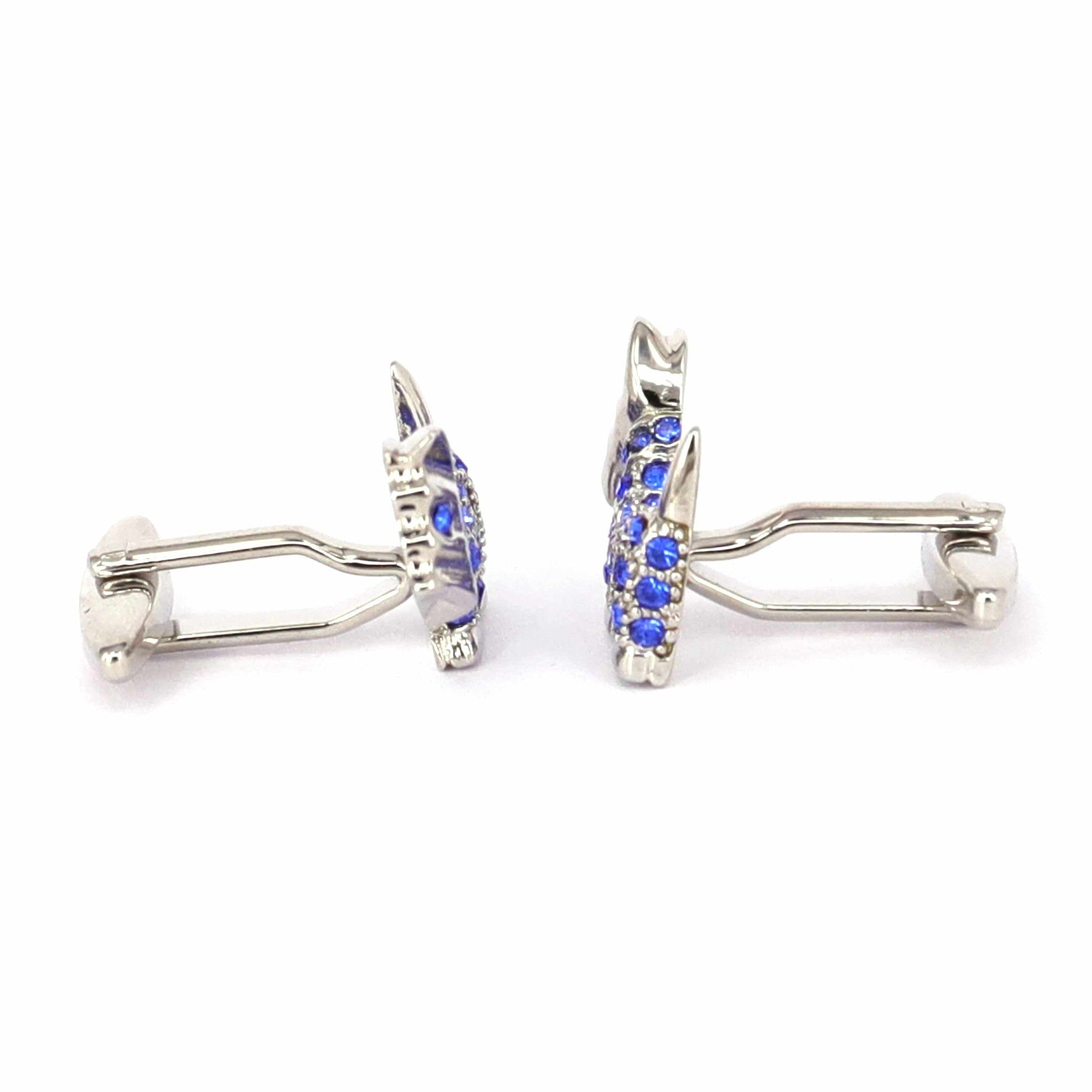 Terrier Blue Crystal Cufflinks-Animal and Nature Cufflinks-MarZthomson-Cufflinks.com.sg