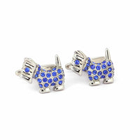 Terrier Blue Crystal Cufflinks-Animal and Nature Cufflinks-MarZthomson-Cufflinks.com.sg