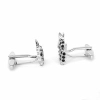 Terrier Silver and black Crystal Cufflinks-Animal and Nature Cufflinks-MarZthomson-Cufflinks.com.sg