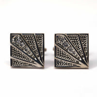 The Mandrine Fan with Clear Crystal Cufflinks-Cufflinks.com.sg