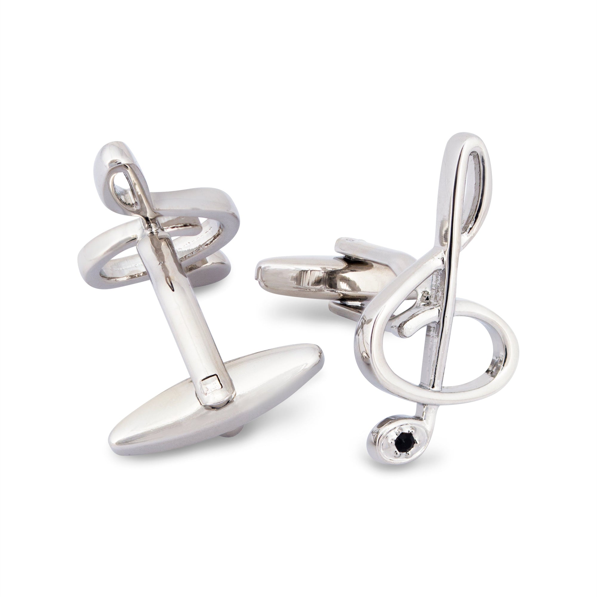 Treble Clef Cufflink in Silver and Blue Crystal M-Cufflinks.com.sg