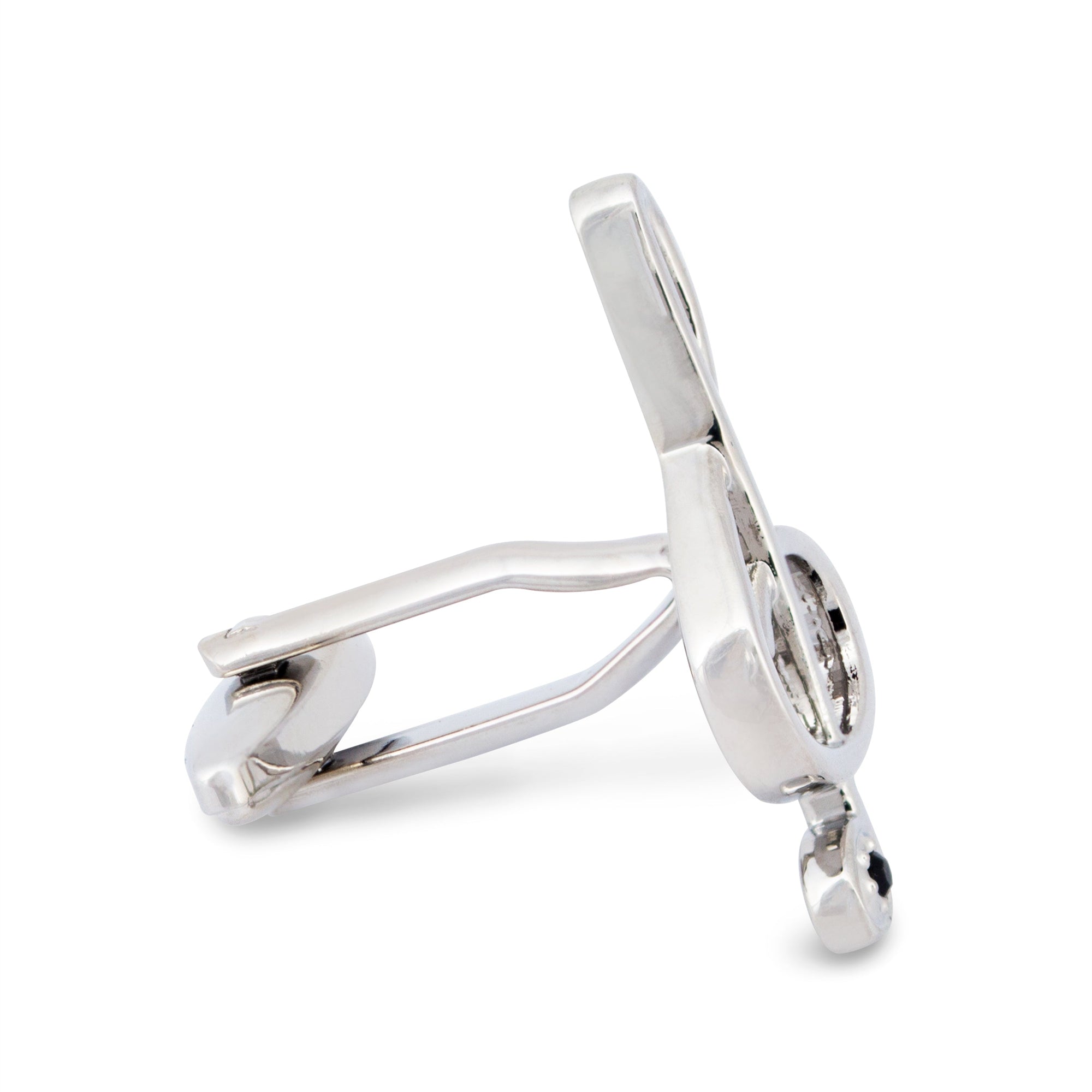 Treble Clef Cufflink in Silver and Blue Crystal M-Cufflinks.com.sg
