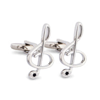 Treble Clef Cufflink in Silver and Blue Crystal M-Cufflinks.com.sg