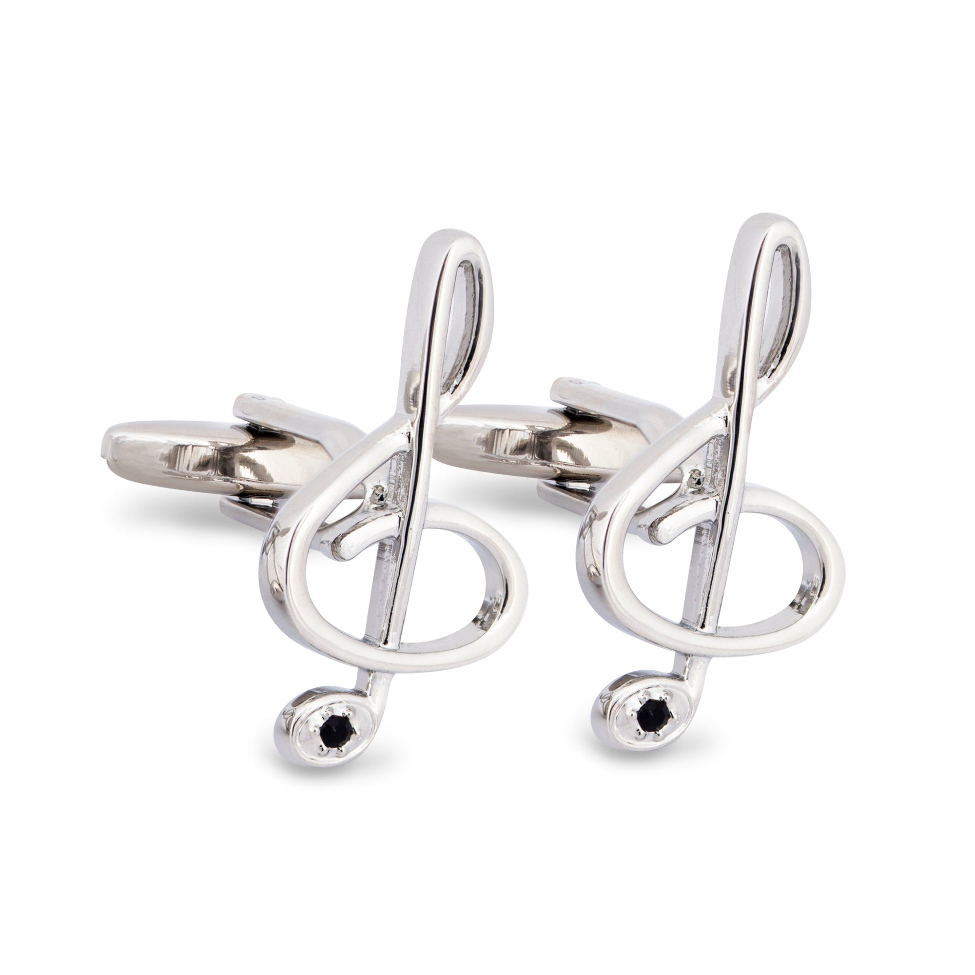 Treble Clef Cufflink in Silver and Blue Crystal M-Cufflinks.com.sg