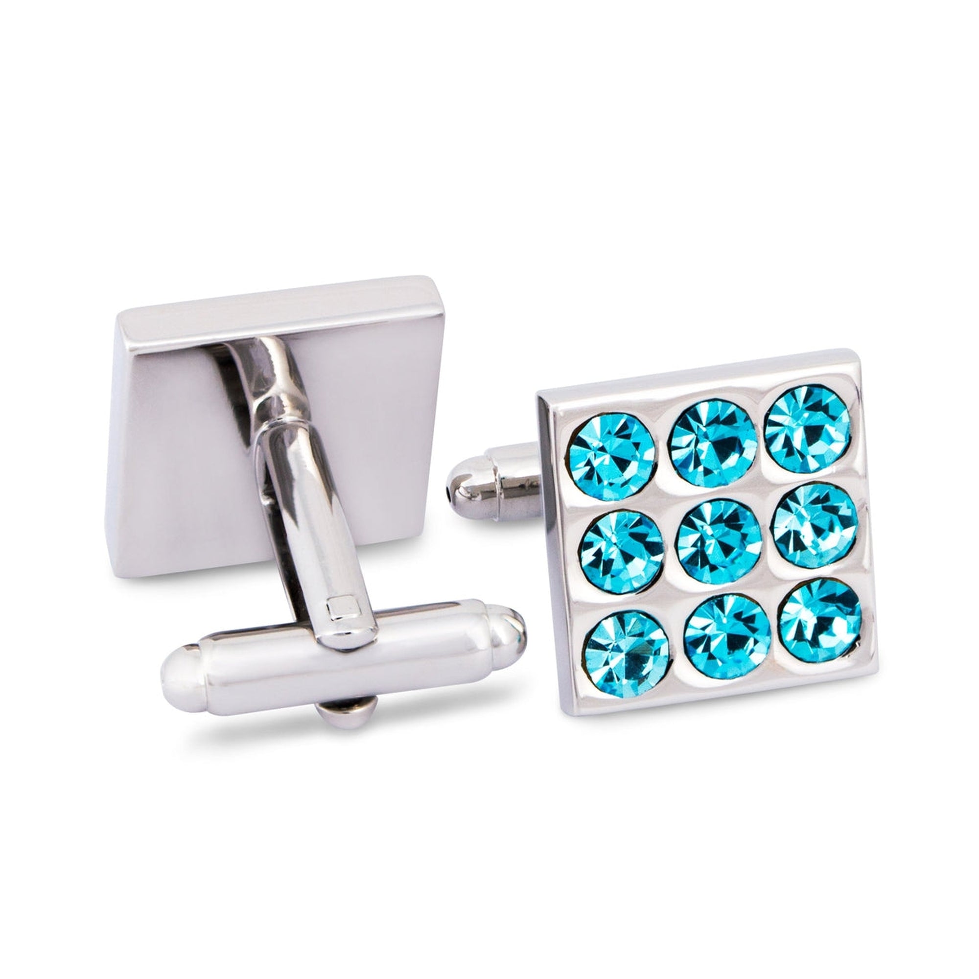 Turquoise Round Crystals Cufflinks-Cufflinks.com.sg