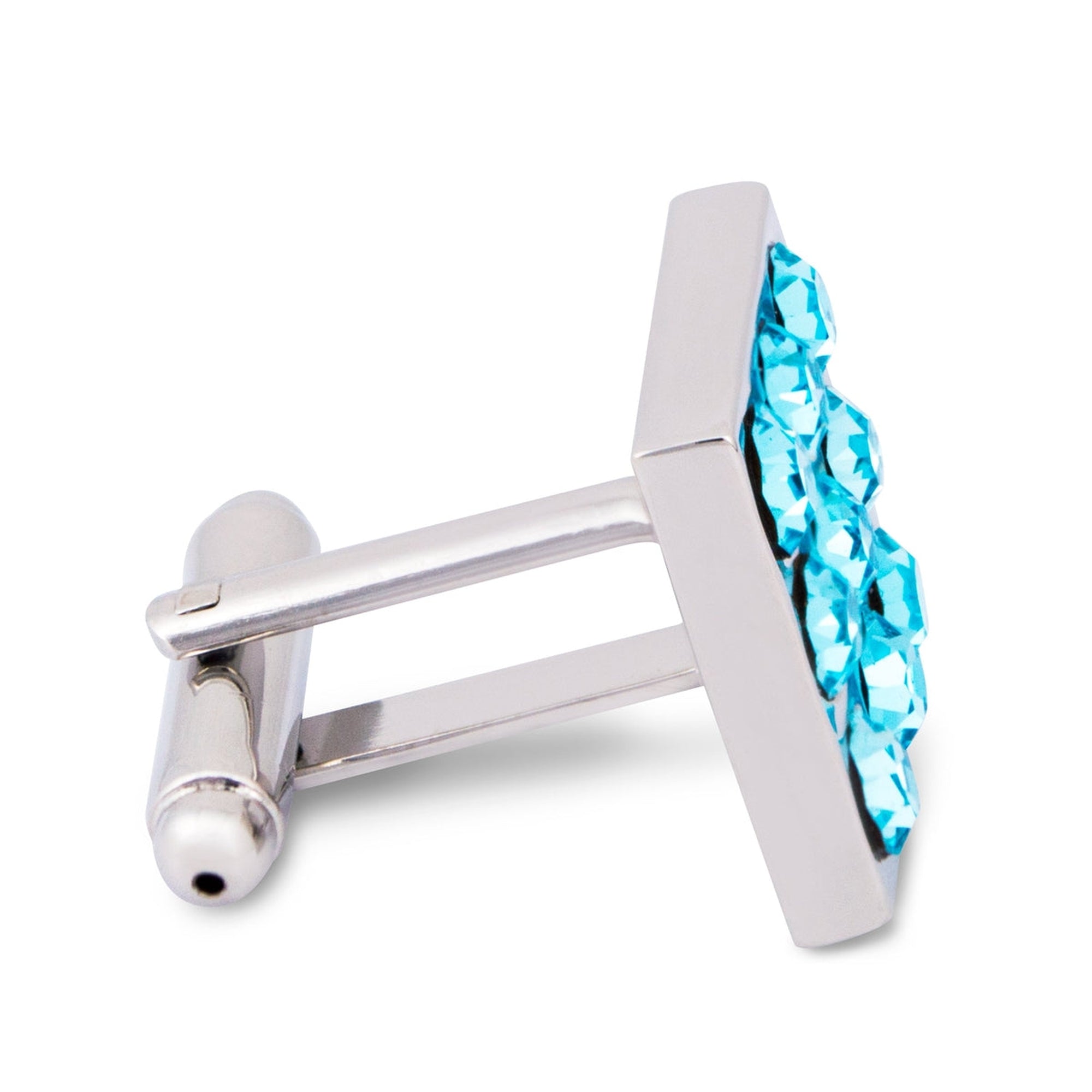 Turquoise Round Crystals Cufflinks-Cufflinks.com.sg