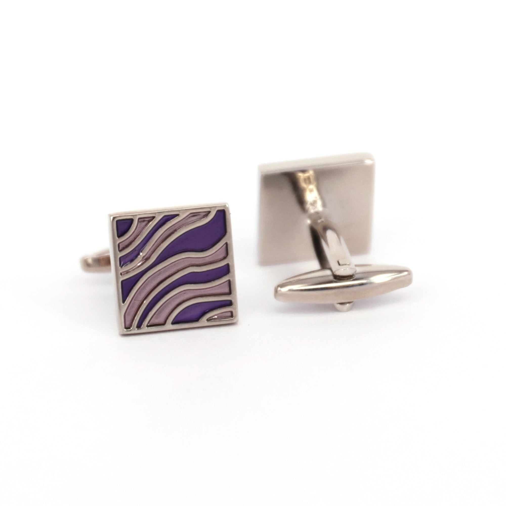 Wave Motif Square Cufflinks-Cufflinks.com.sg