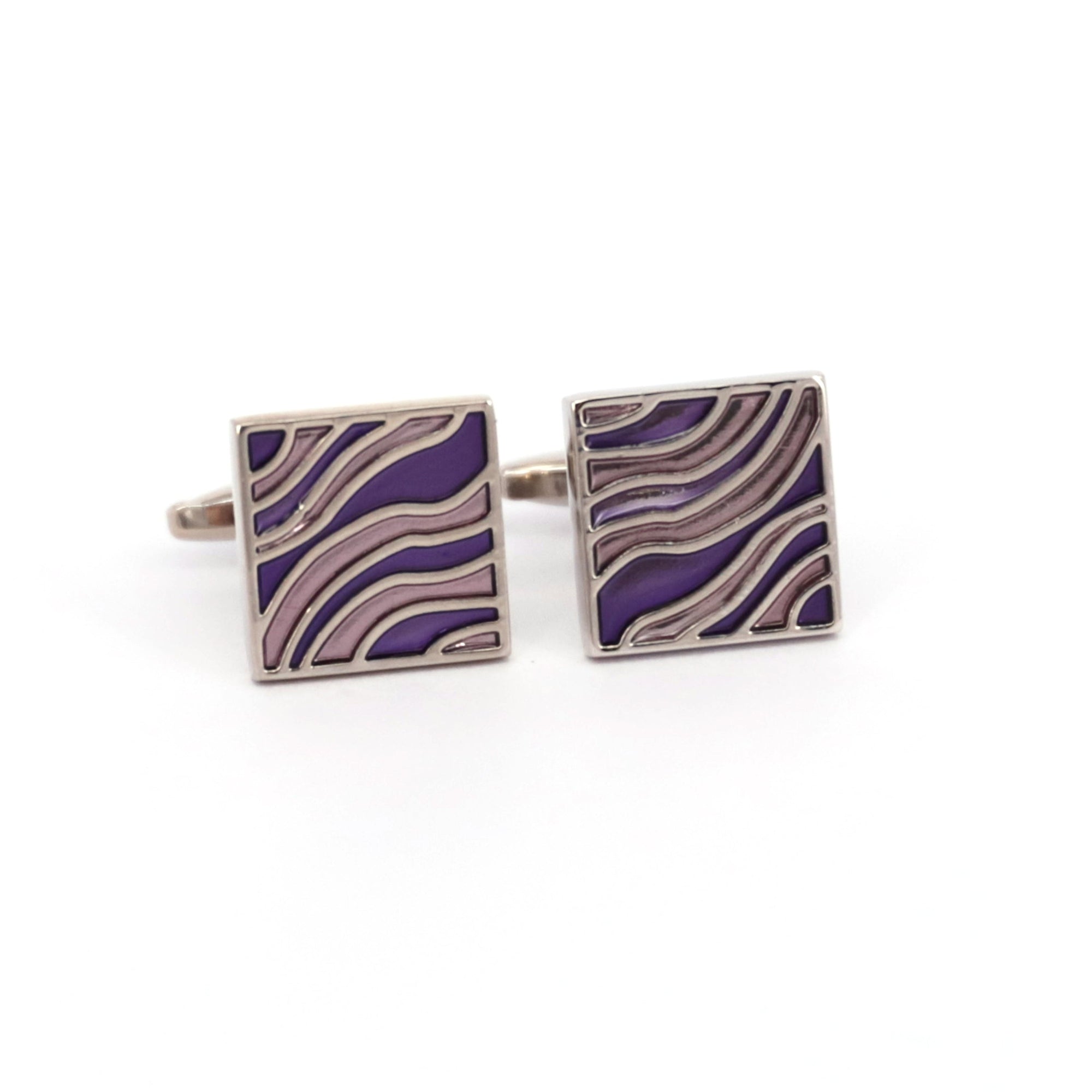 Wave Motif Square Cufflinks-Cufflinks.com.sg