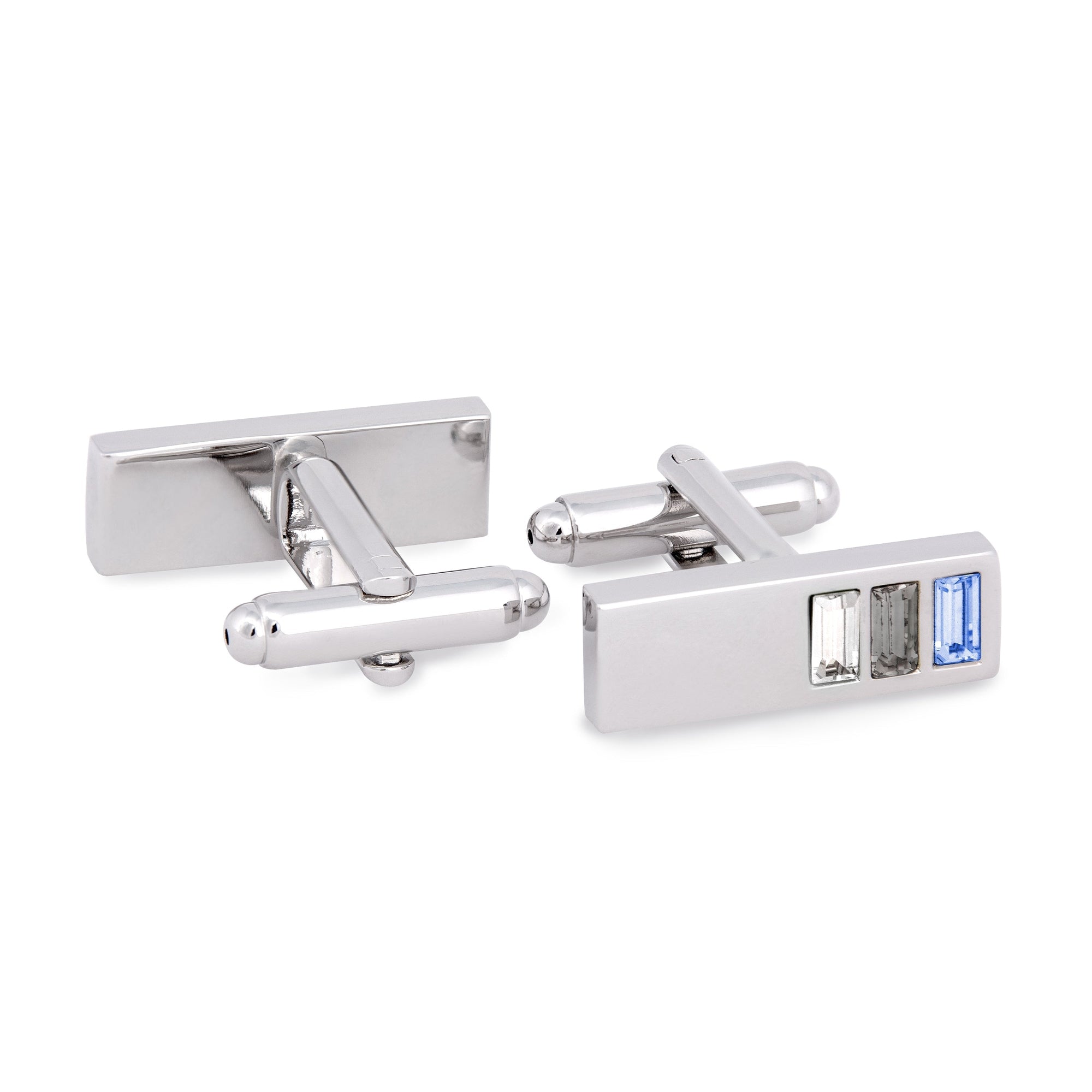 White, Grey and Blue Cubic Crystal CufflinksA11-Cufflinks.com.sg
