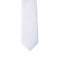 White Necktie with Horizontal Stripe - 8cm-Neckties-MarZthomson-Cufflinks.com.sg