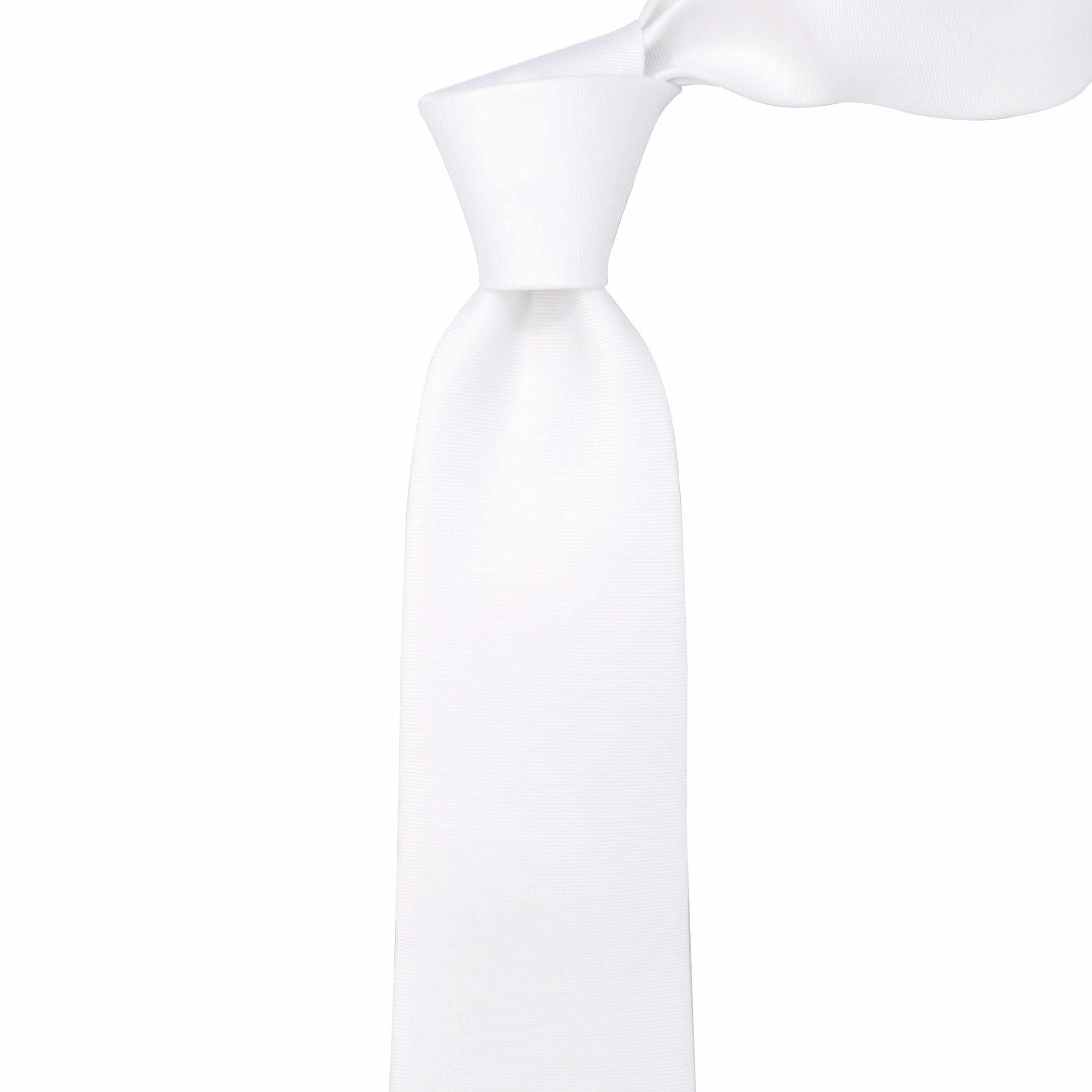 White Necktie with Horizontal Stripe - 8cm-Neckties-MarZthomson-Cufflinks.com.sg