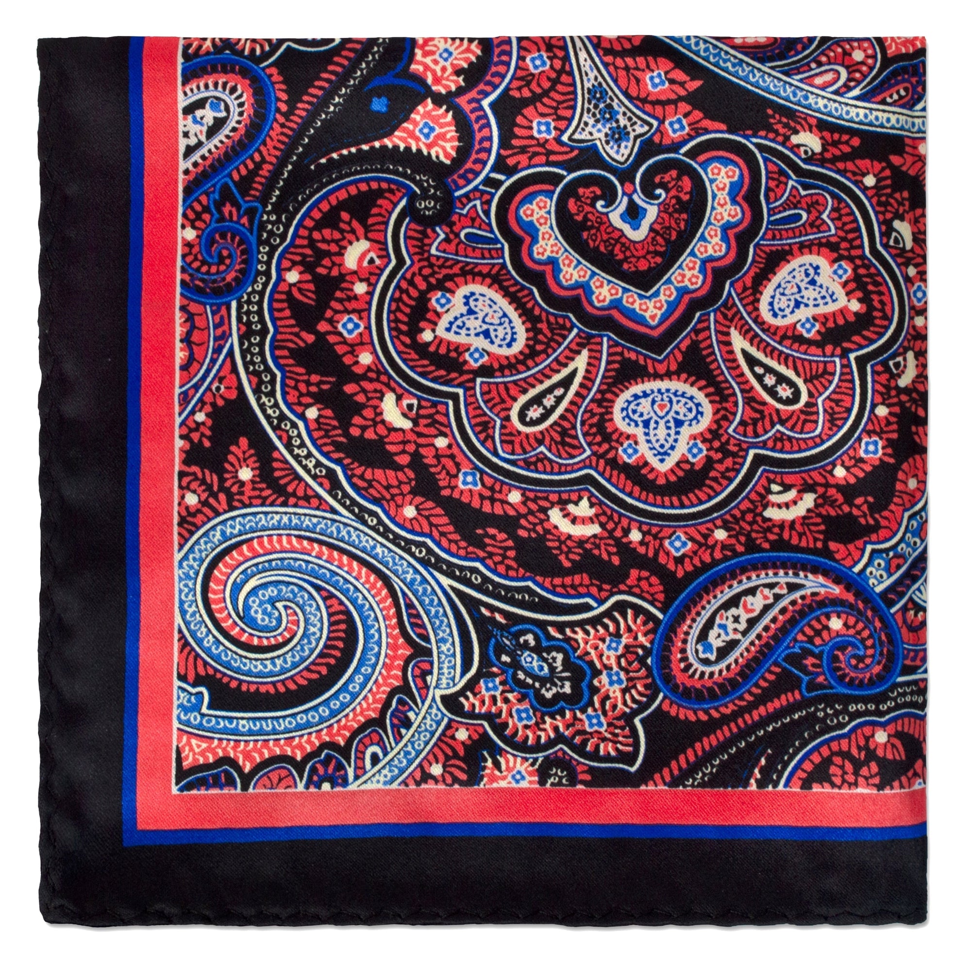 Wide Paisley Design Pocket Square-Pocket Squares-MarZthomson-Black-Cufflinks.com.sg