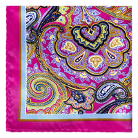 Wide Paisley Design Pocket Square-Pocket Squares-MarZthomson-Pink-Cufflinks.com.sg