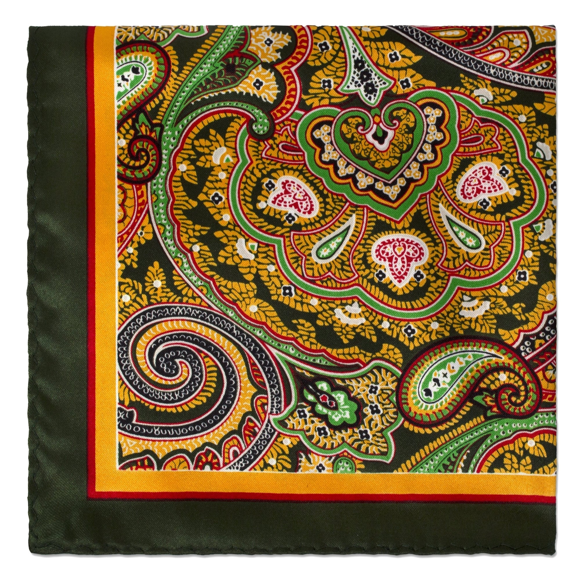 Wide Paisley Design Pocket Square-Pocket Squares-MarZthomson-Yellow-Cufflinks.com.sg