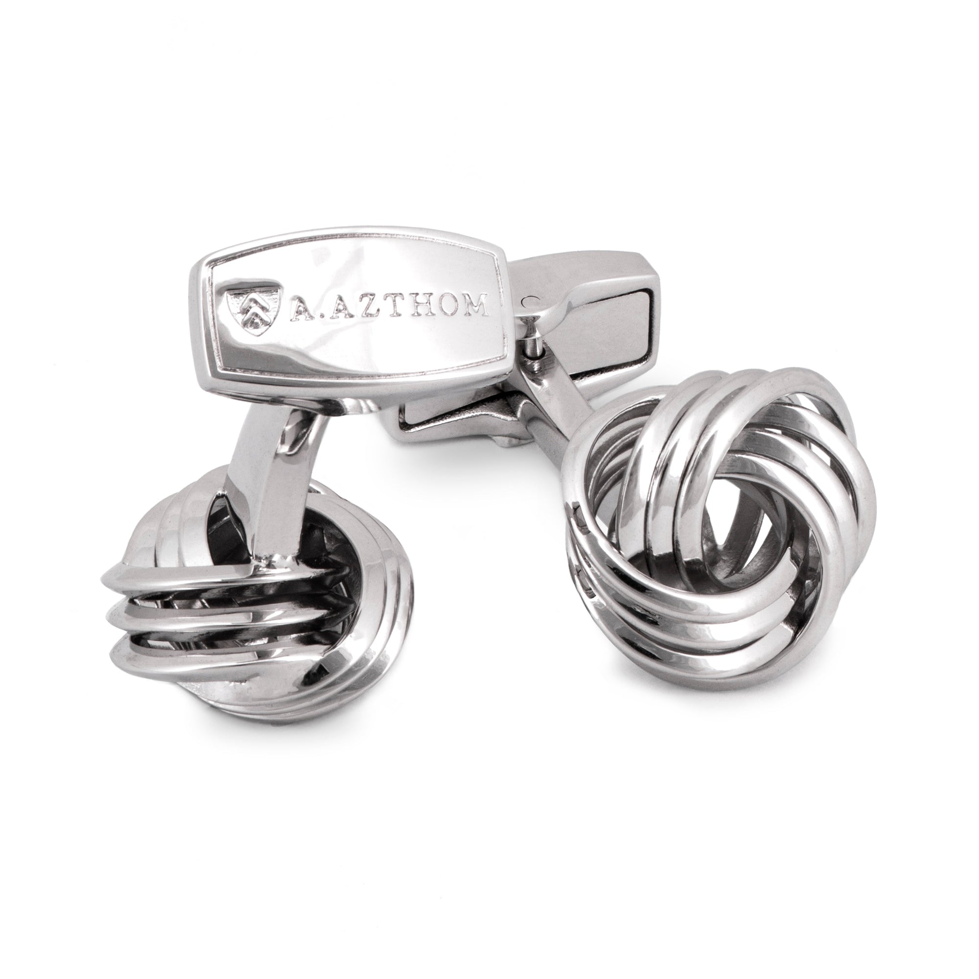 Wire Knot Rhodium-plated Cufflinks-Cufflinks.com.sg