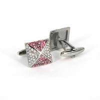 X-Crystal Square Cufflinks-Crystal Cufflinks-MarZthomson-White-pink-Cufflinks.com.sg