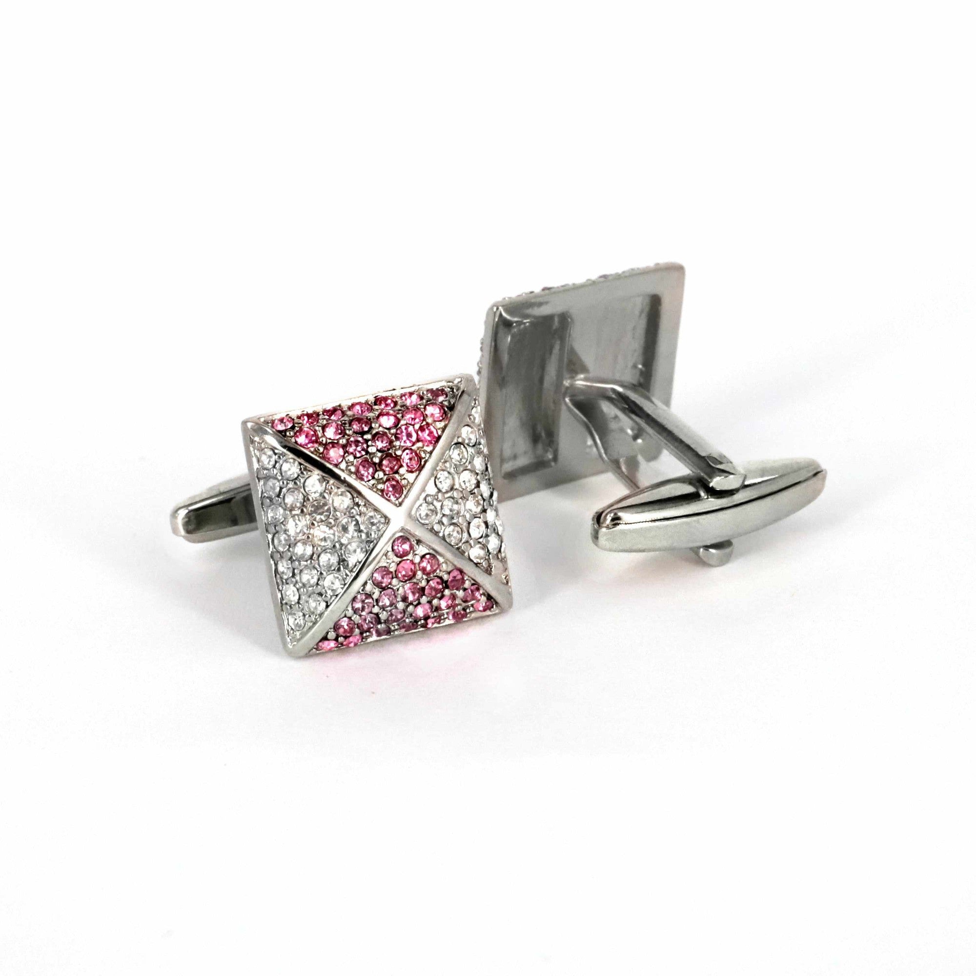 X-Crystal Square Cufflinks-Crystal Cufflinks-MarZthomson-White-pink-Cufflinks.com.sg