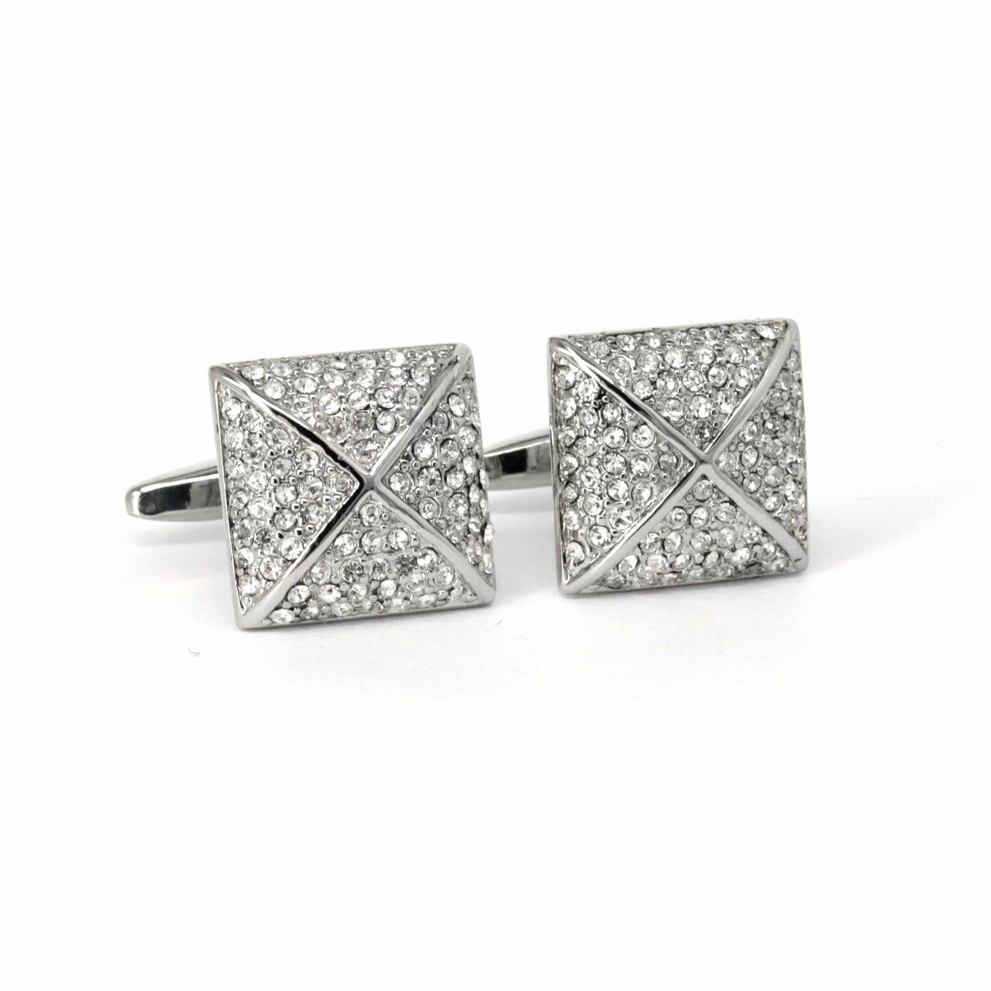 X-Crystal Square Cufflinks-Crystal Cufflinks-MarZthomson-White-Cufflinks.com.sg
