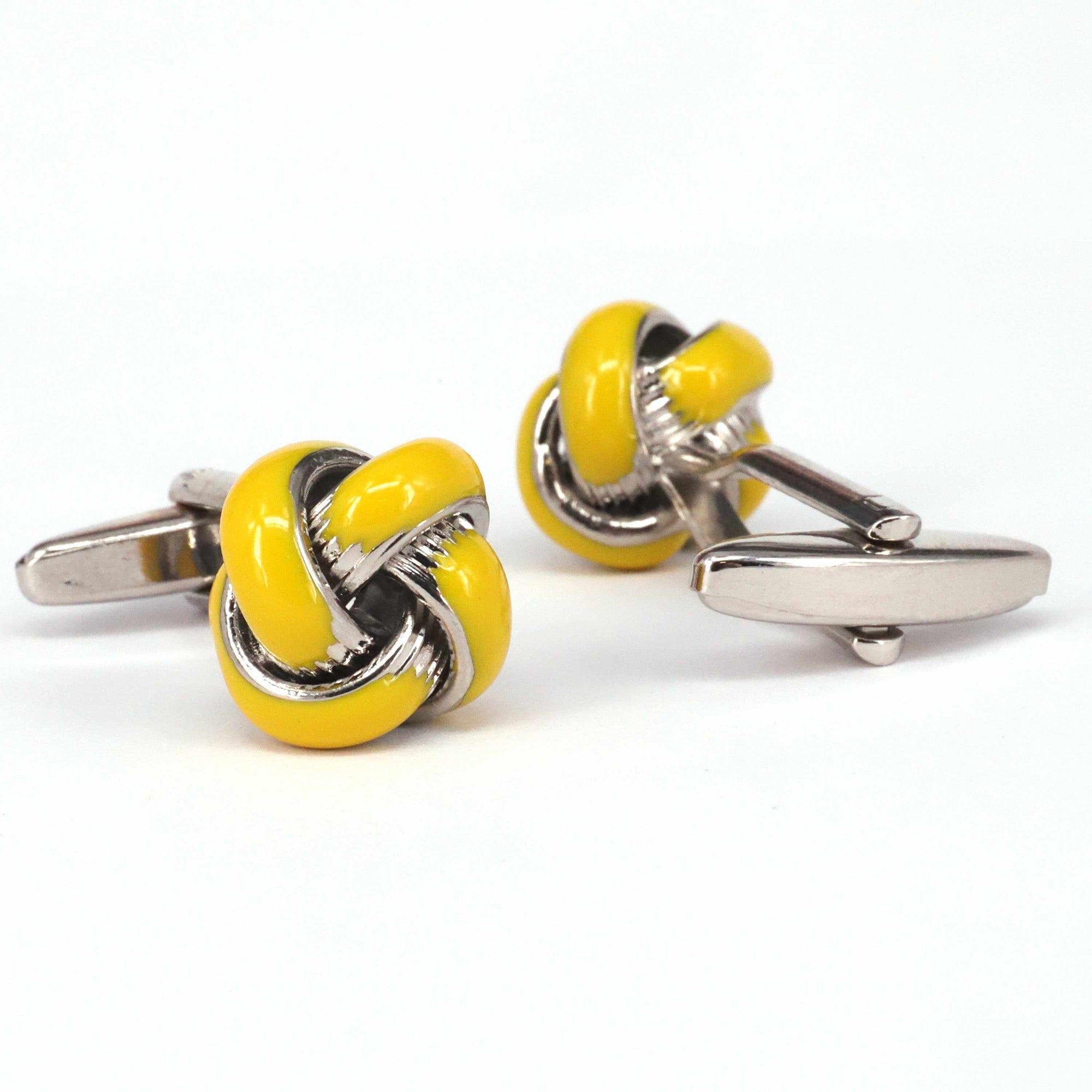 Yellow Color Knot Cufflinks J-MarZthomson-Cufflinks.com.sg
