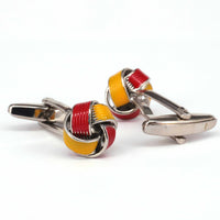 Yellow Red enamel Knot Cufflinks J-MarZthomson-Cufflinks.com.sg