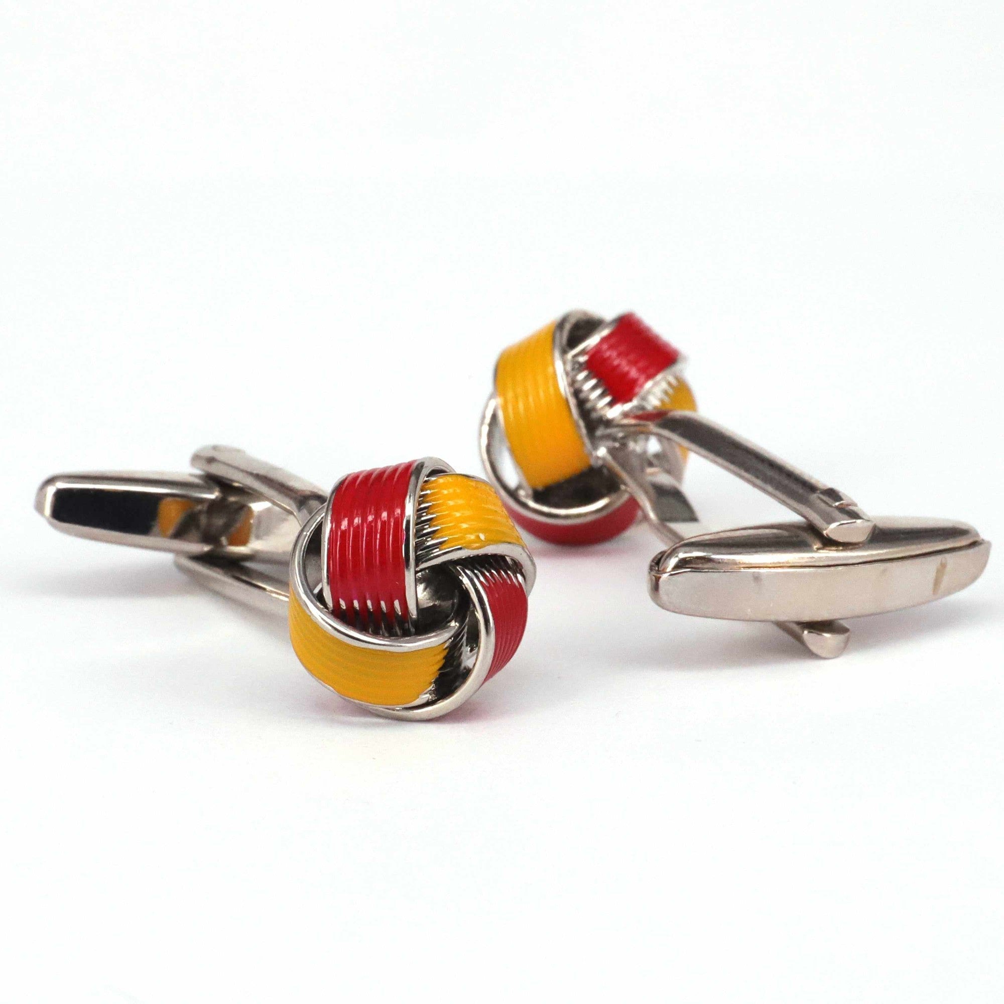 Yellow Red enamel Knot Cufflinks J-MarZthomson-Cufflinks.com.sg