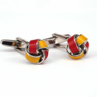 Yellow Red enamel Knot Cufflinks J-MarZthomson-Cufflinks.com.sg