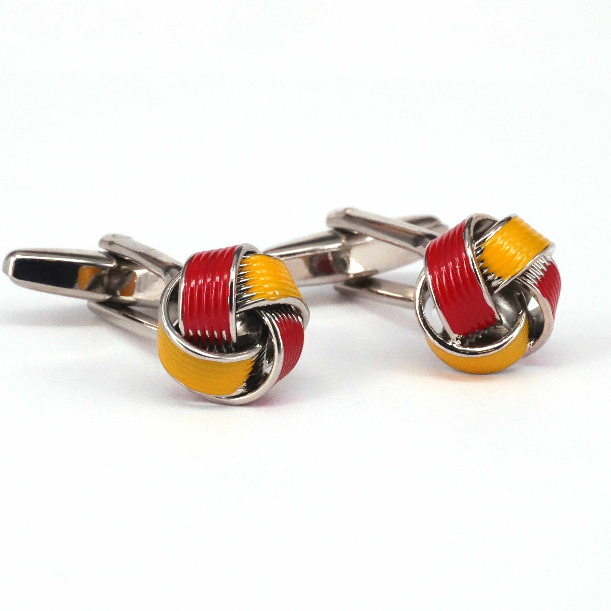 Yellow Red enamel Knot Cufflinks J-MarZthomson-Cufflinks.com.sg