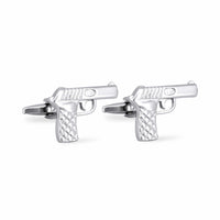 Pistol Gun Silver Cufflinks-Cufflinks.com.sg
