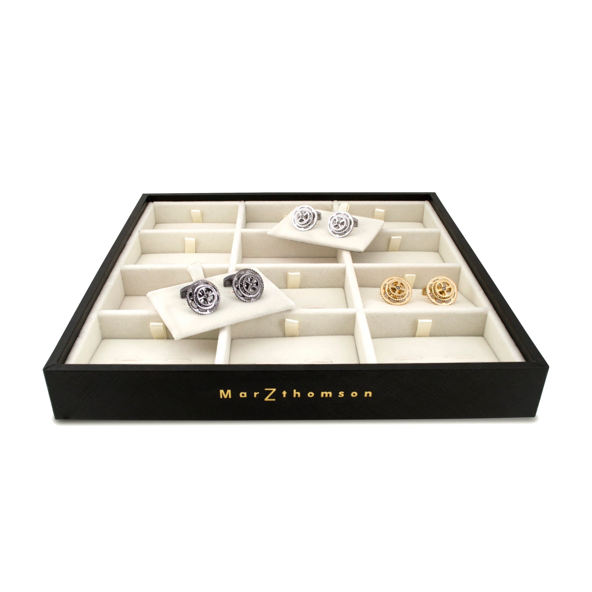 Professional Cufflinks Storage Tray in Black - Marzthomson-MarZthomson-Cufflinks.com.sg