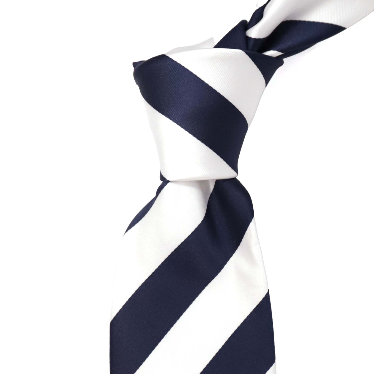 Stefano Cau PANEL DOUBLE STRIPE SATIN TIE - White Navy