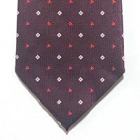 OroTie Square Jacquare Marron Background with white and Red diamond