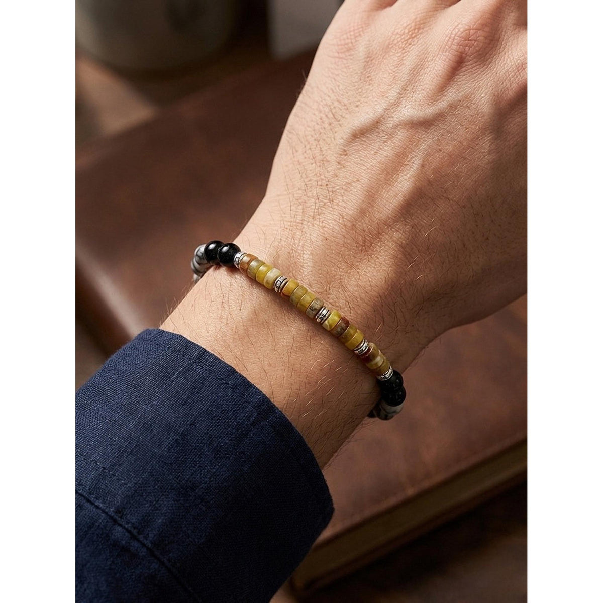 Orobianco Harmony Beaded Bracelet – Onyx, Howlite & Tiger’s Eye