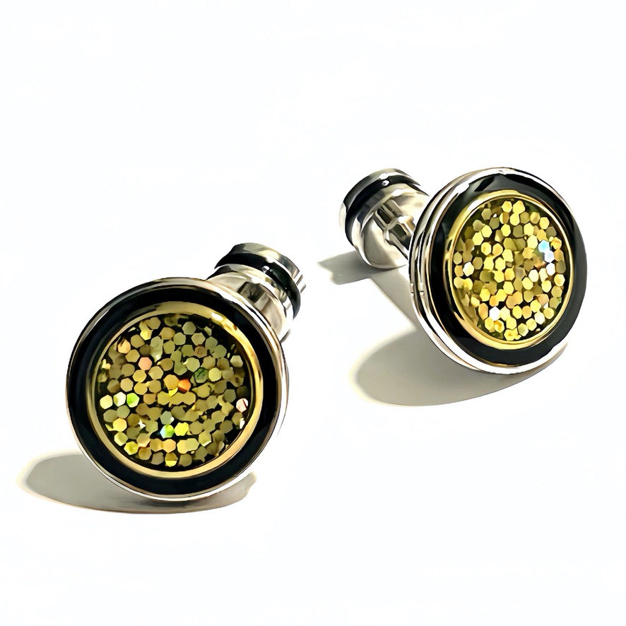 Orobianco L'unique Round Gold Glitter Cufflinks