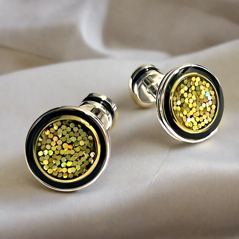 Orobianco L'unique Round Gold Glitter Cufflinks