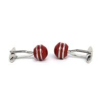 Red Enamel Dome Cufflinks with double Silver Ring  (Online Exclusive)