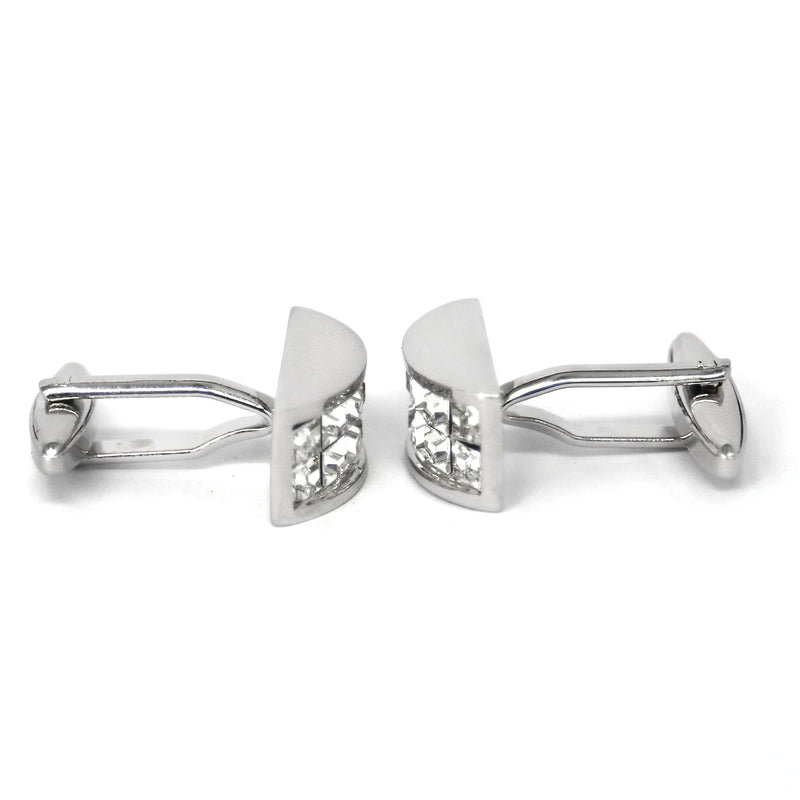 12Silver Vertical Clear Crystal Cufflinks (Online Exclusive)