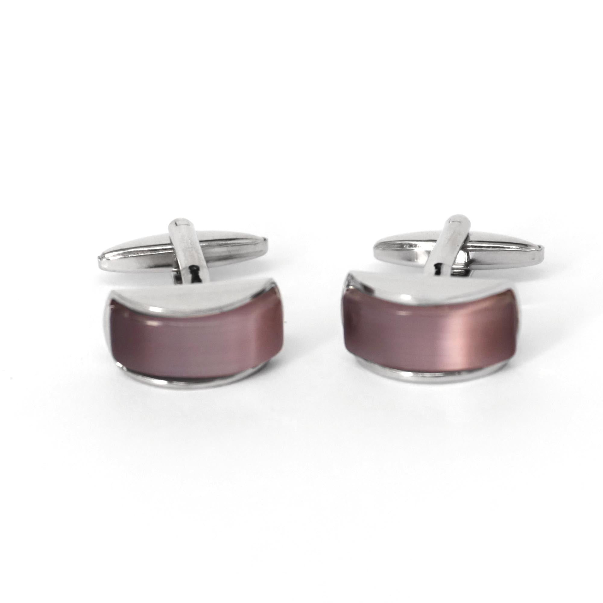 Light Purple Spherical wedgefiber ( D-Shape) Fiber Optic Cufflinks