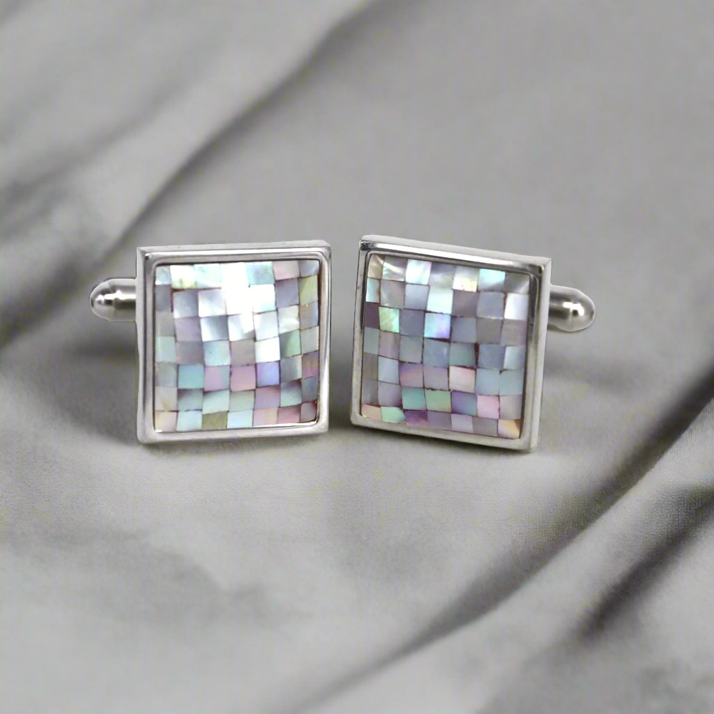 MarZthomson Mosaic MOP Multi colour Rectangle Cufflink