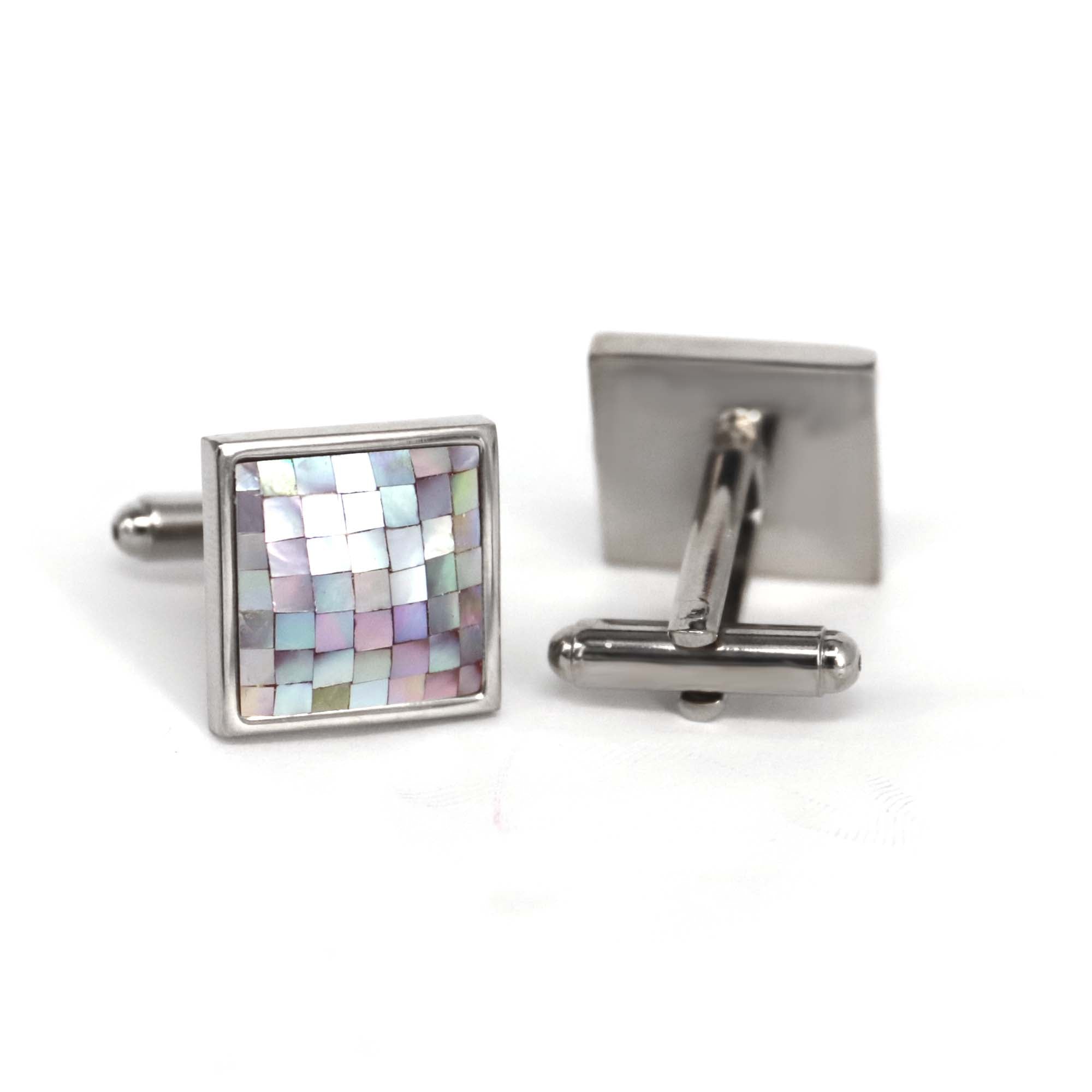 MarZthomson Mosaic MOP Multi colour Rectangle Cufflink