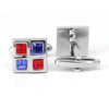 Square Window Blue and Red Crystals Cufflinks