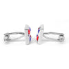 Square Window Blue and Red Crystals Cufflinks