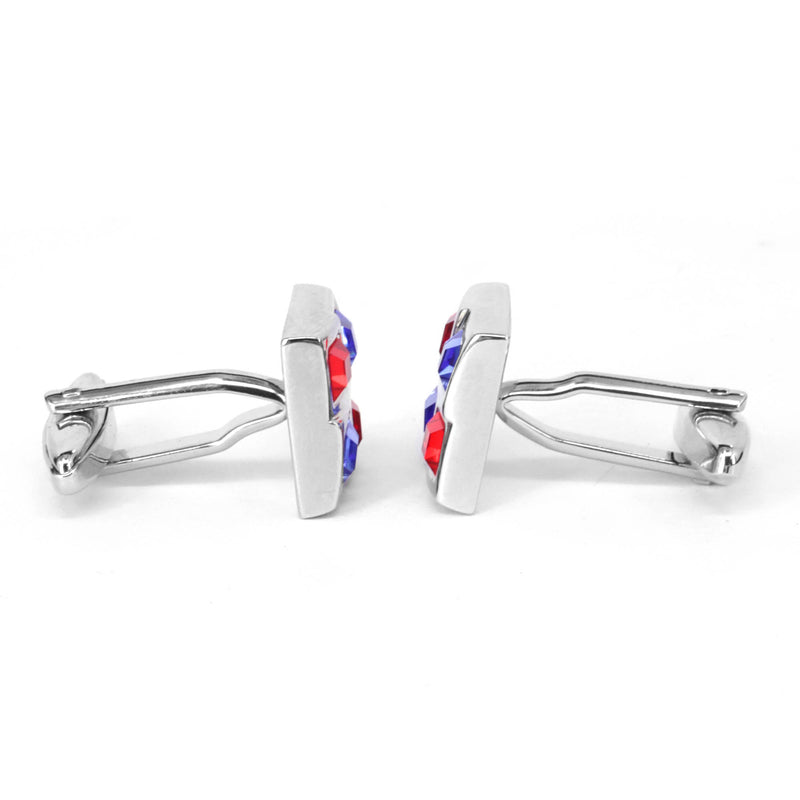 Square Window Blue and Red Crystals Cufflinks