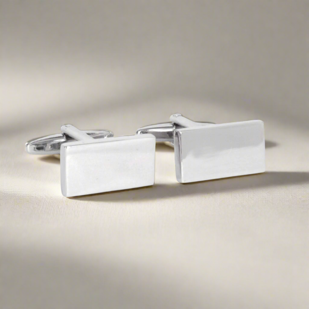 Rectangle Mirror  Cufflinks in Silver (Online Exclusive)