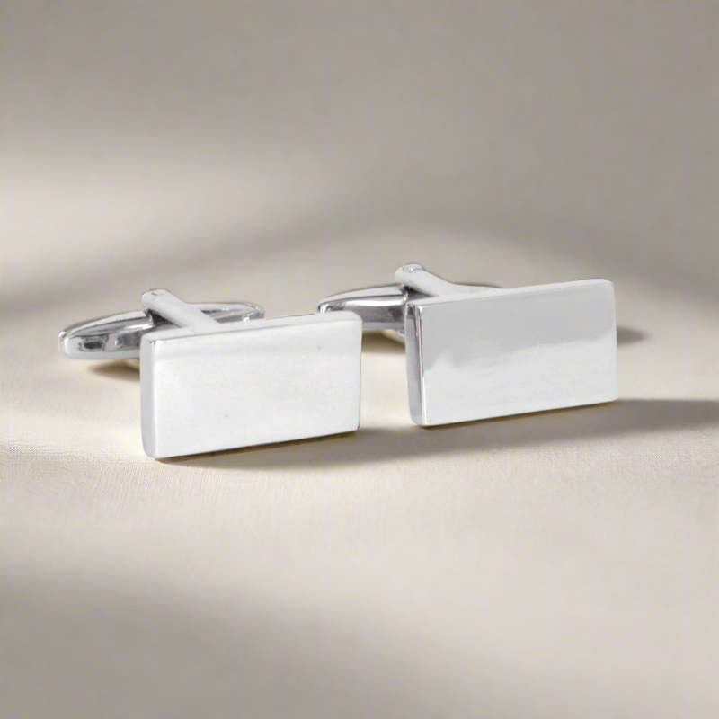 Rectangle Mirror  Cufflinks in Silver (Online Exclusive)