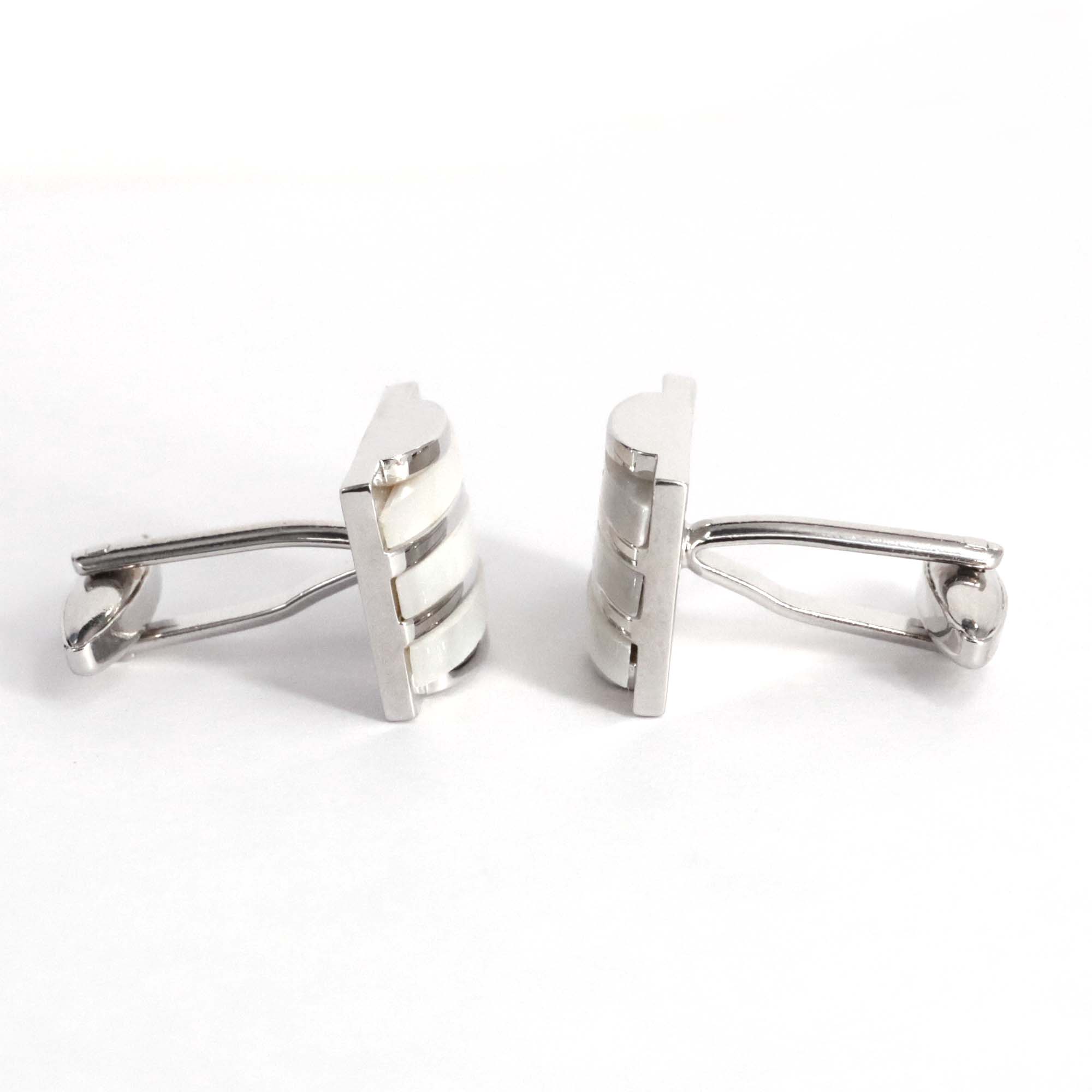 Mother Of Pearl Stripe Rectangle Cufflinks