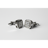 Crystal  square Silver Cufflinks - Orobianco L'unique