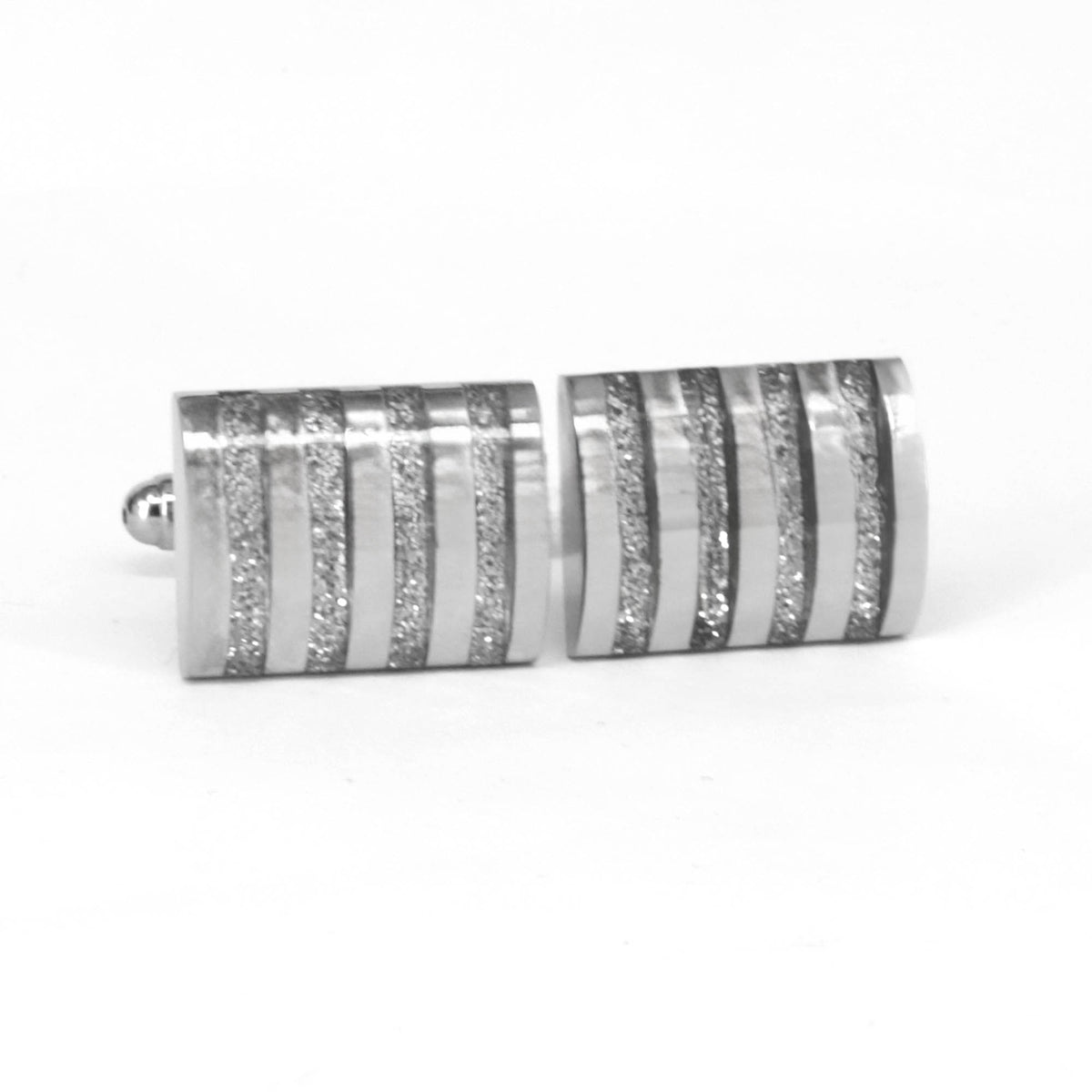 D Shaped cufflinks with Four Silver Stripe (Online Exclusive)