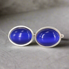 Oval Persian Blue Fibre Optic Glass Cufflinks (Online Exclusive)