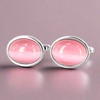 Oval Light Pink Fibre Optic Glass Cufflinks (Online Exclusive)