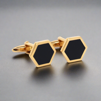 Gold Hexagon with Black Enamel  Cufflinks